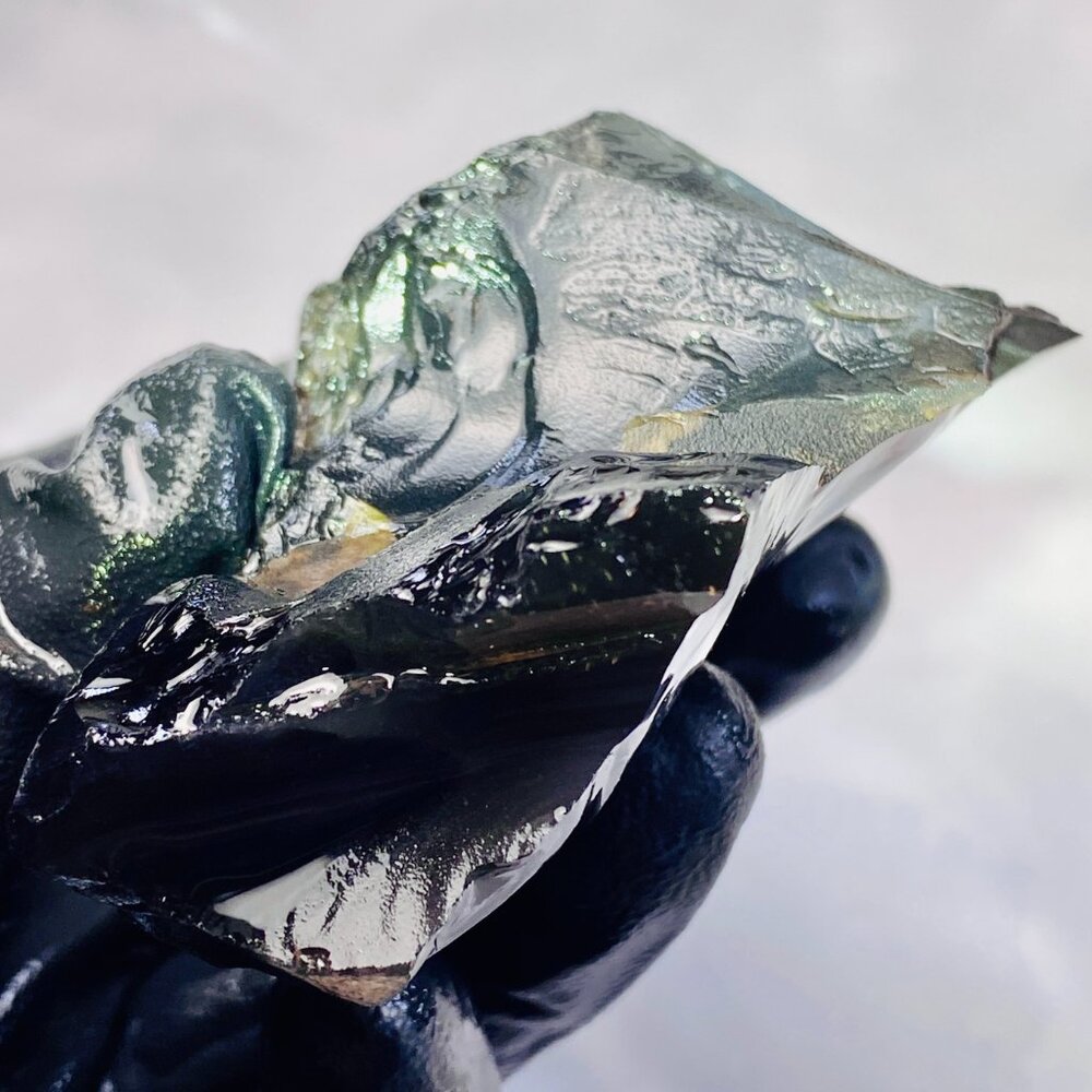 Rainbow Obsidian Rough Raw Lapidary Glass Butte Oregon Rare Purple Green 5 oz. - Picture 3 of 13
